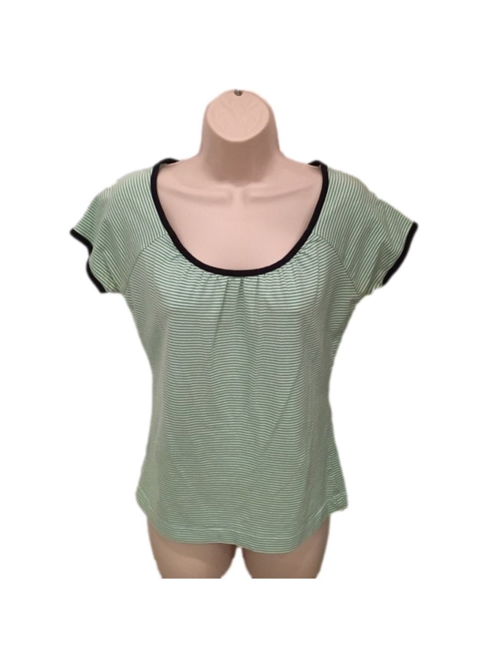 Ann TAYLOR LOFT Cute Green & White Striped Tee